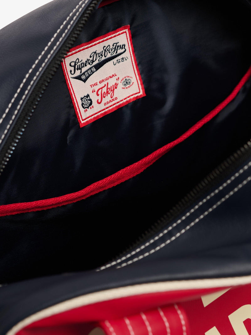 Superdry vintage bowling bag in red navy cream, UK version