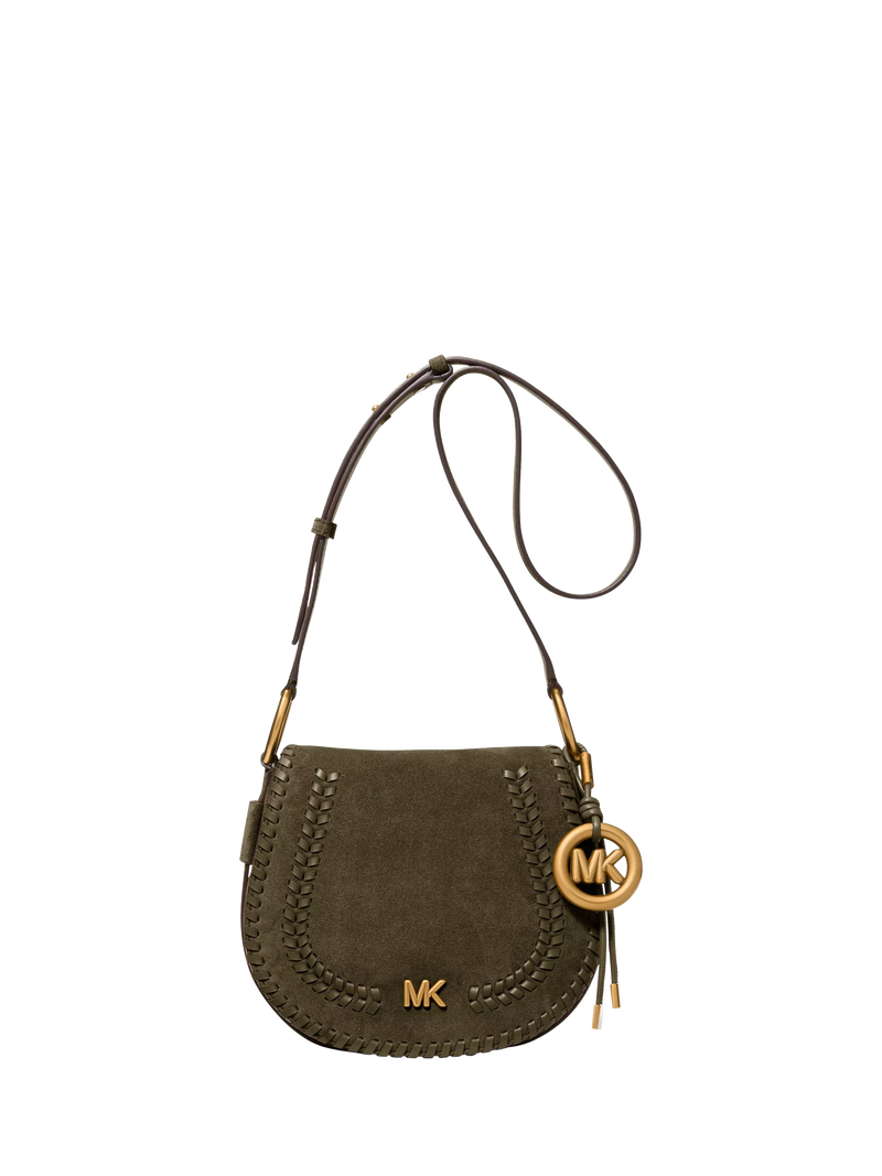 Michael Kors Josie medium suede saddle bag whipstitched - British product