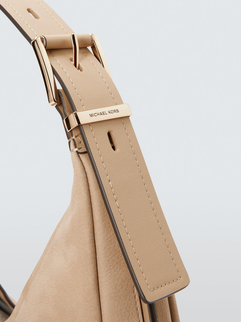Michael Kors Nolita nubuck leather hobo bag khaki, UK version