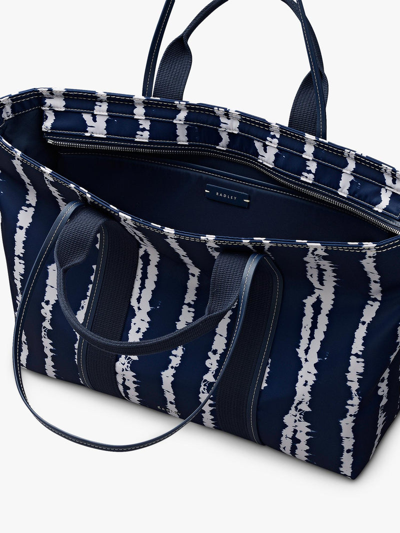 Radley Halley Row stripe tote bag in Naval, UK version