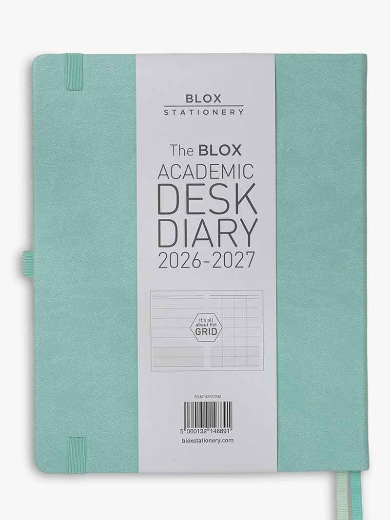 BLOX Academic Desk Diary Aqua Blue large, imported from the UK