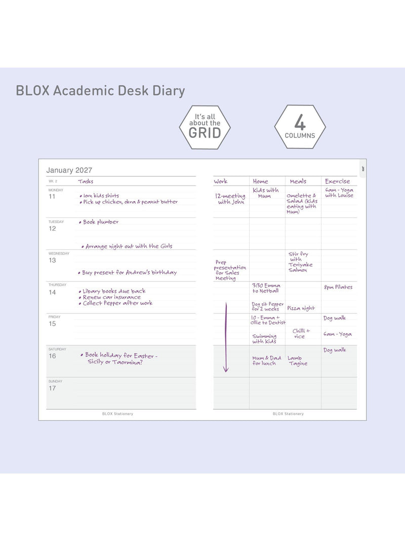 BLOX Academic Desk Diary Aqua Blue large, imported from the UK