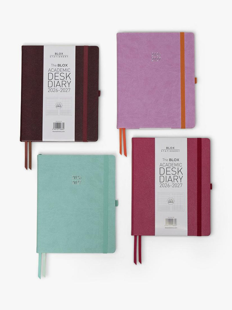 BLOX Academic Desk Diary Raspberry Large, UK version