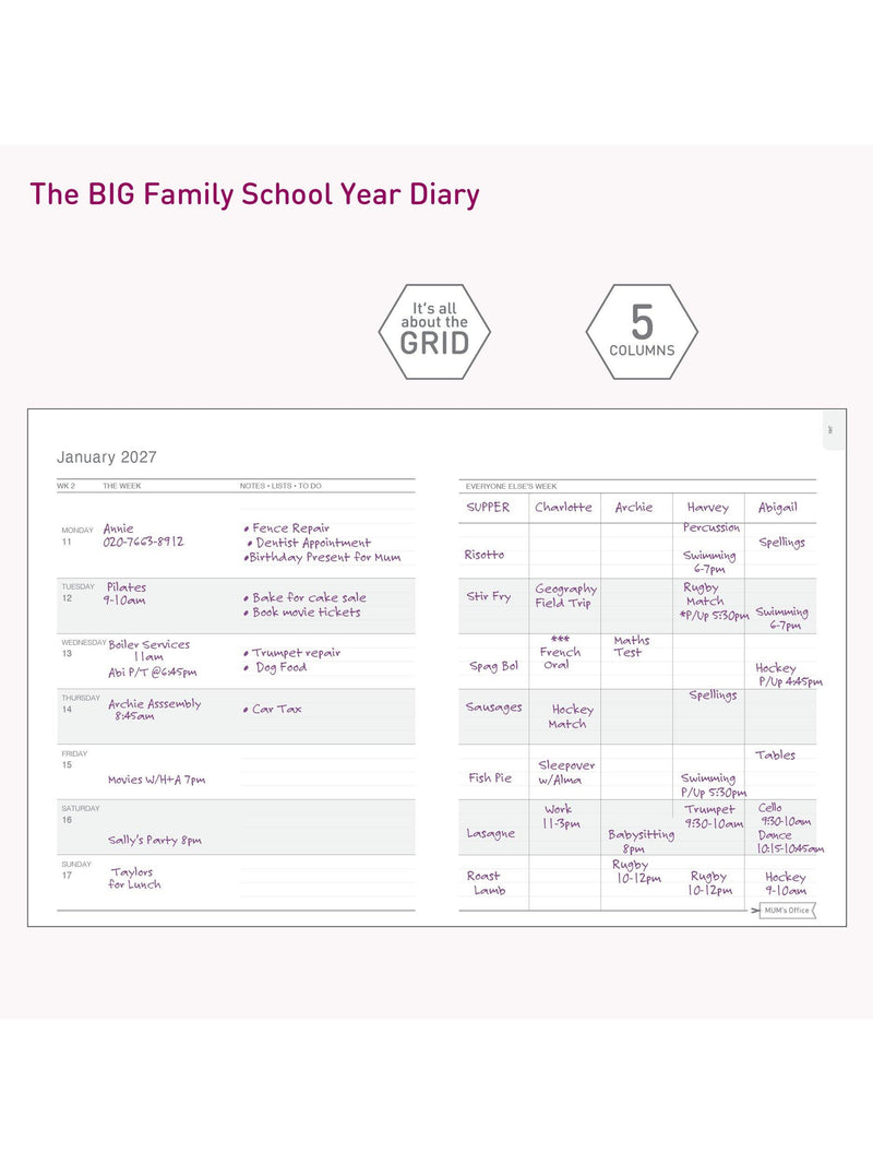 MUM's Office family diary blue 2026-27 (British brand)