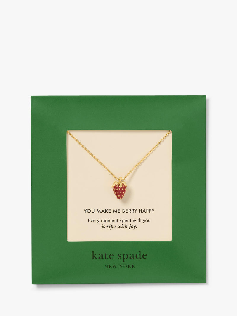 kate spade new york red strawberry pendant necklace, imported from the UK