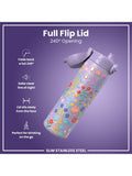 Ion8 drinks bottle purple floral 600ml - British product