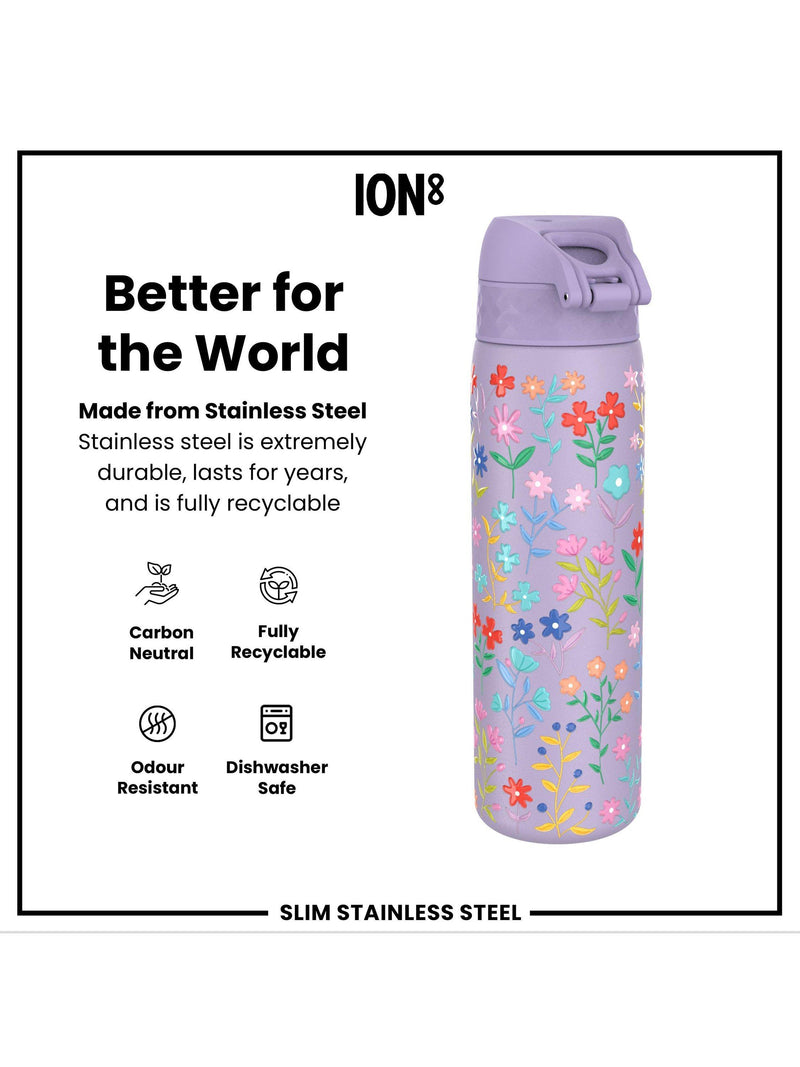 Ion8 drinks bottle purple floral 600ml - British product
