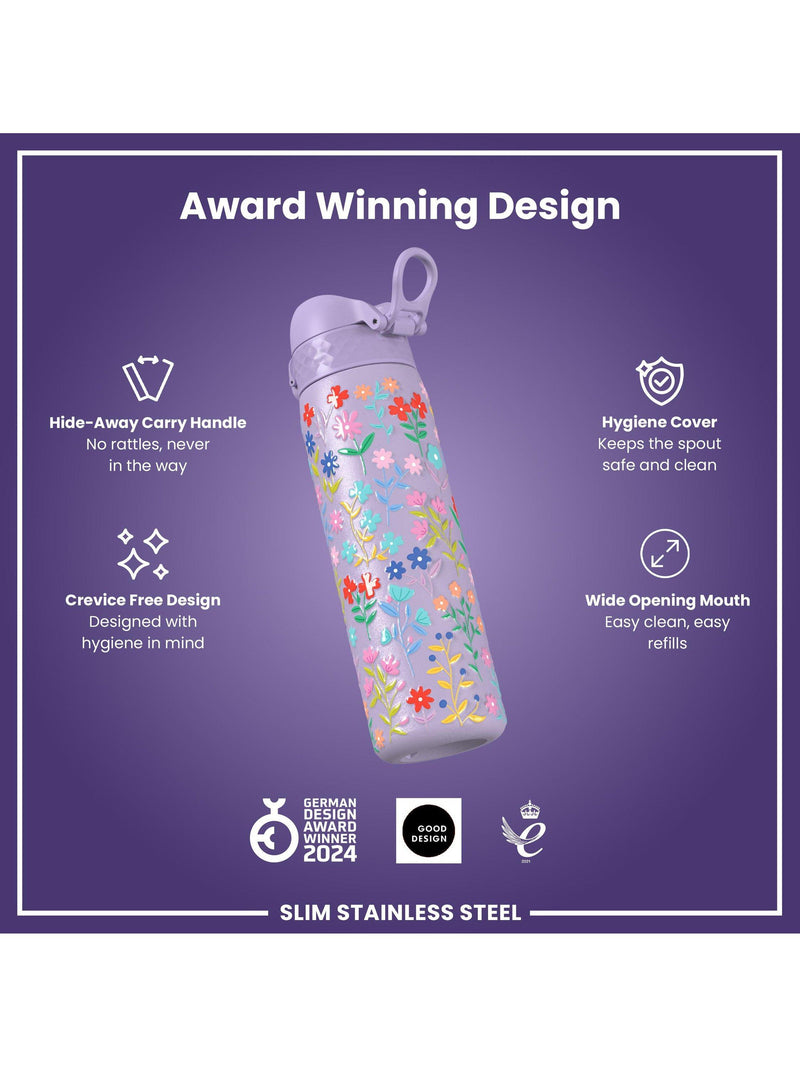 Ion8 drinks bottle purple floral 600ml - British product