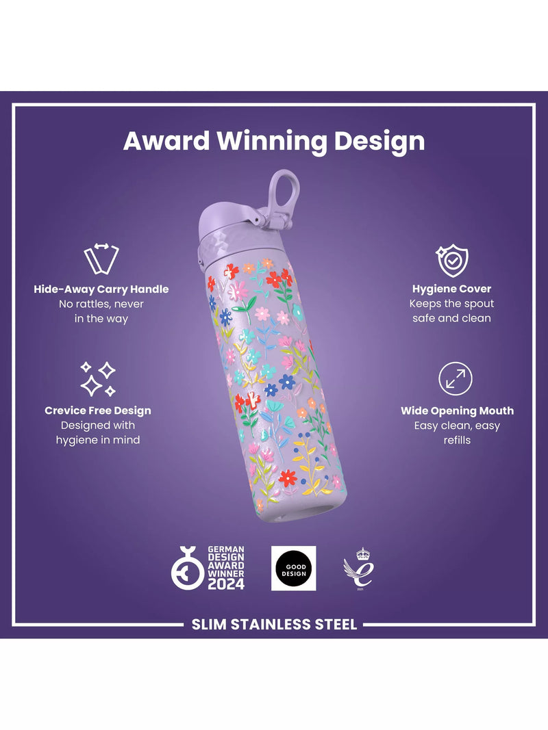 Ion8 drinks bottle purple floral 600ml - British product
