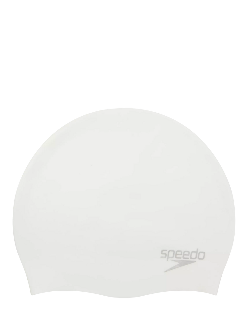 Speedo moulded silicone swim cap white silver (British brand)