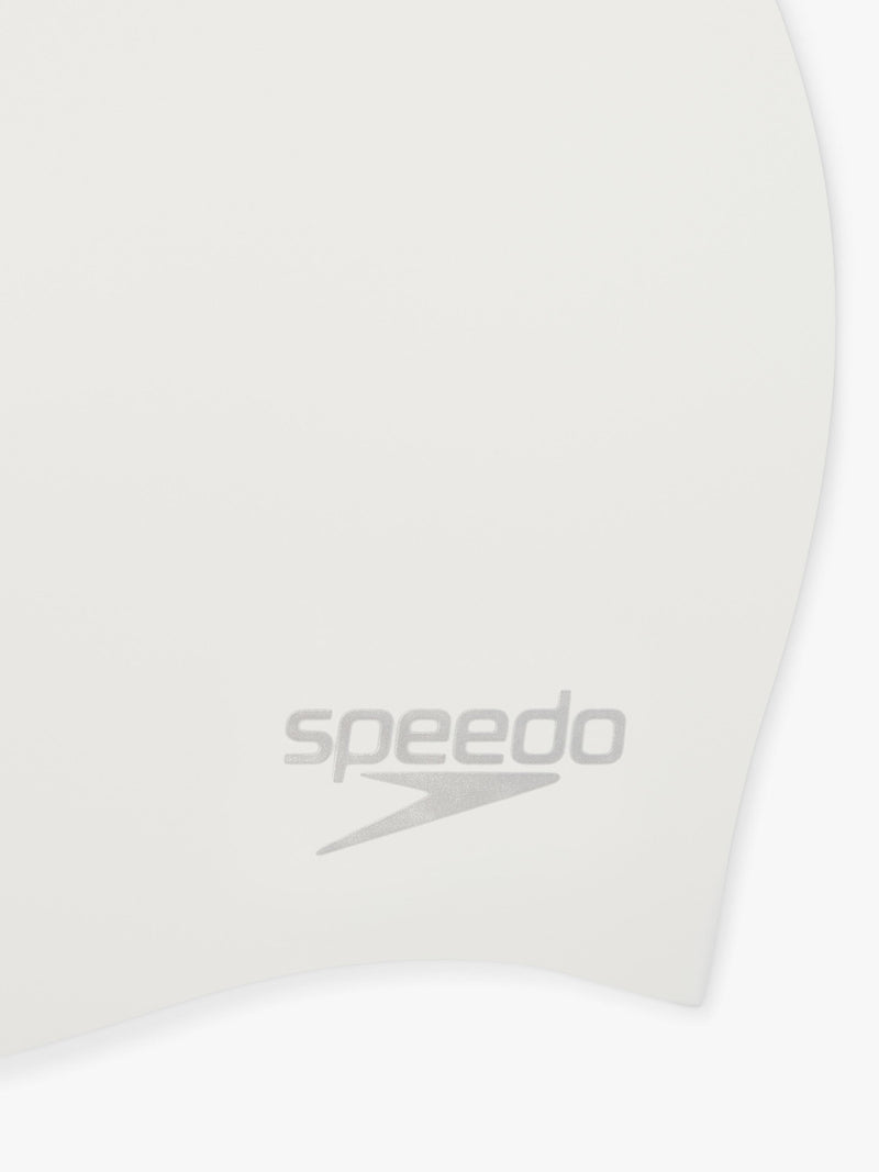 Speedo moulded silicone swim cap white silver (British brand)