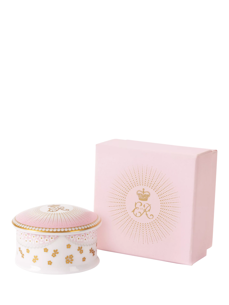 Royal Collection centenary pillbox in pink fine bone china (British brand)