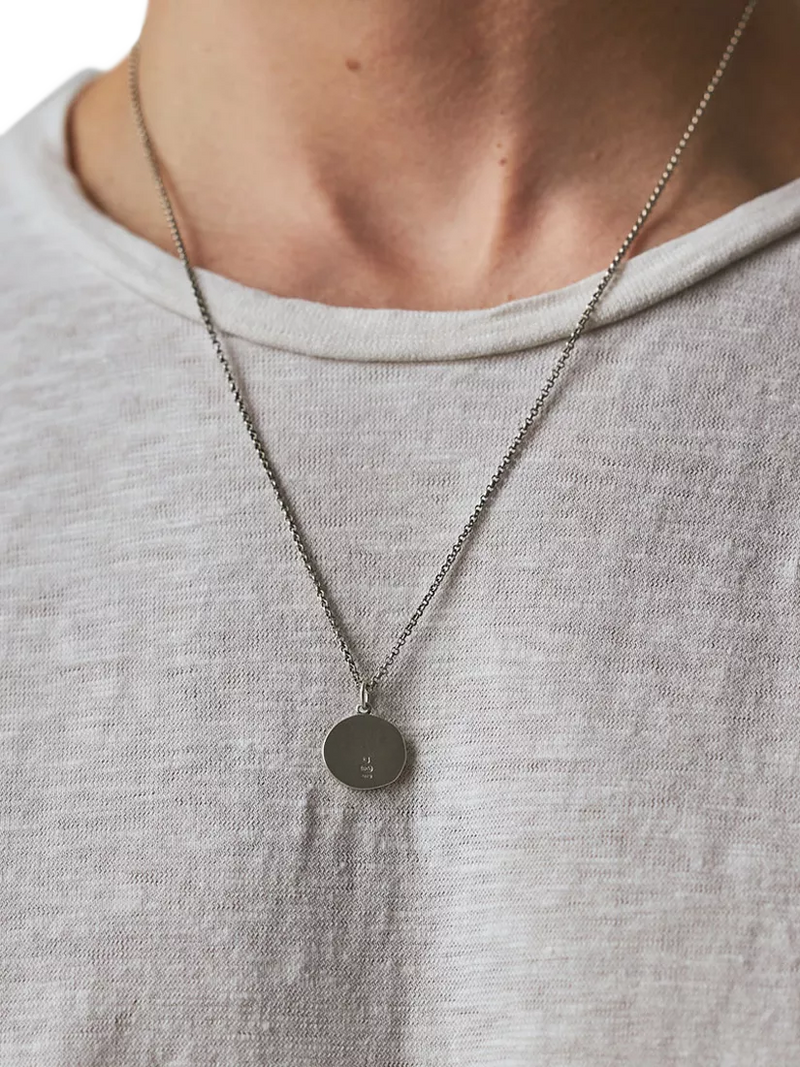 Serge DeNimes sterling silver minimal hallmark necklace, UK version