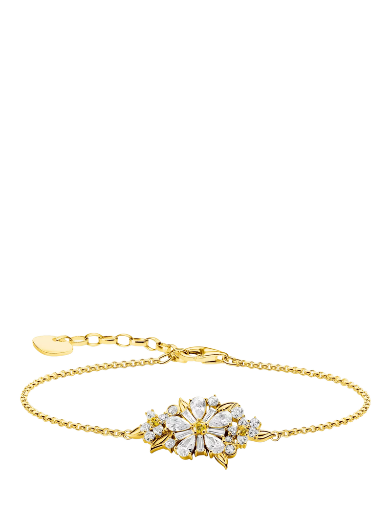THOMAS SABO crystal flower bracelet gold plated cubic zirconia, UK version
