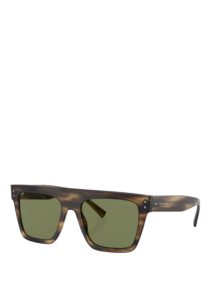 Giorgio Armani square sunglasses striped brown green acetate frame - British product