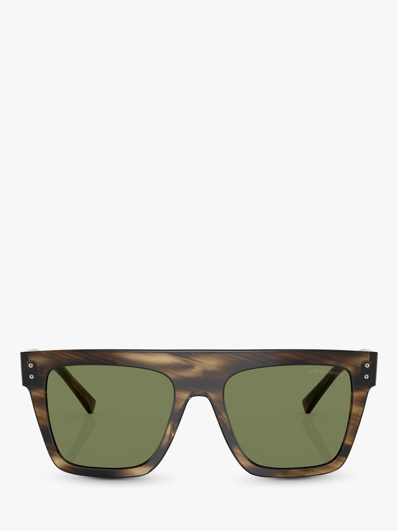 Giorgio Armani square sunglasses striped brown green acetate frame - British product
