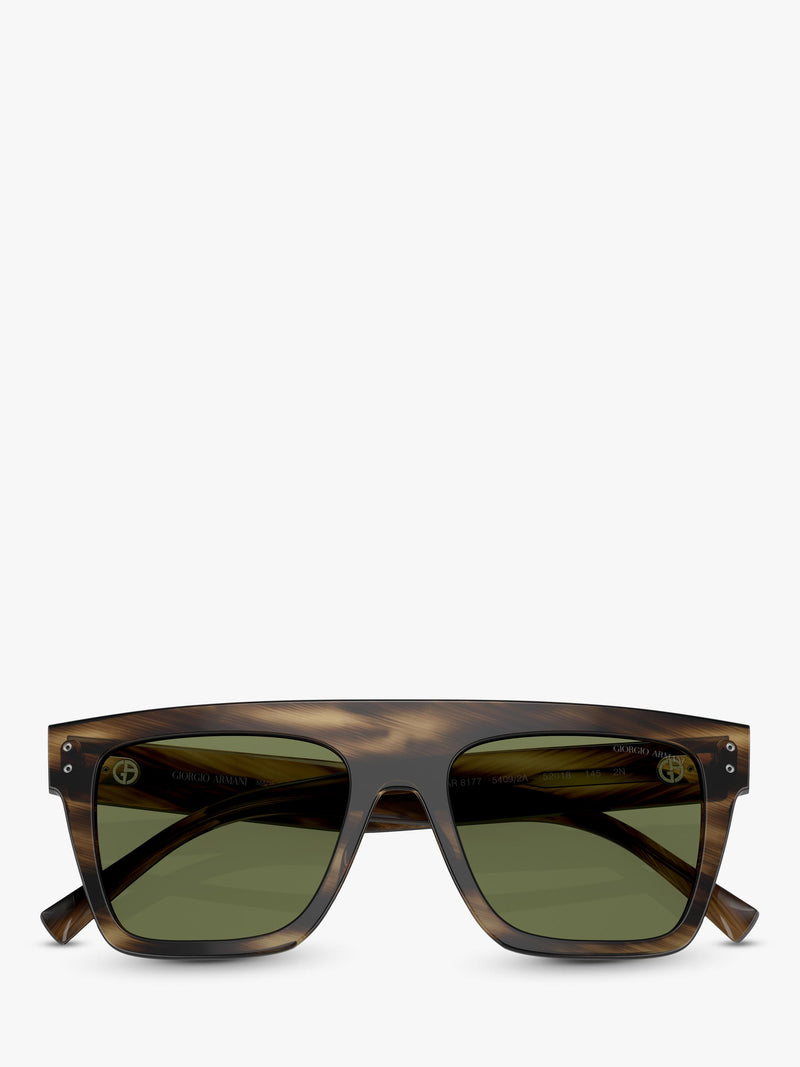 Giorgio Armani square sunglasses striped brown green acetate frame - British product
