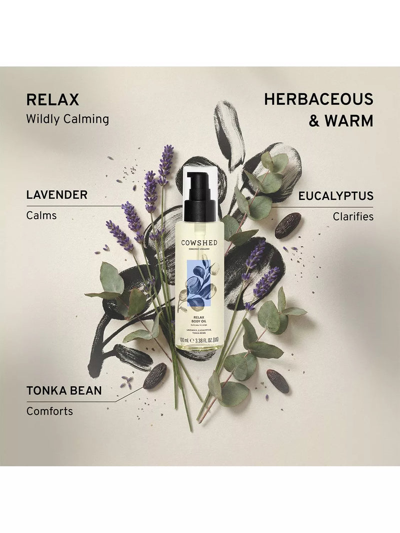 Cowshed Relax Body Oil 100ml, imported from the UK