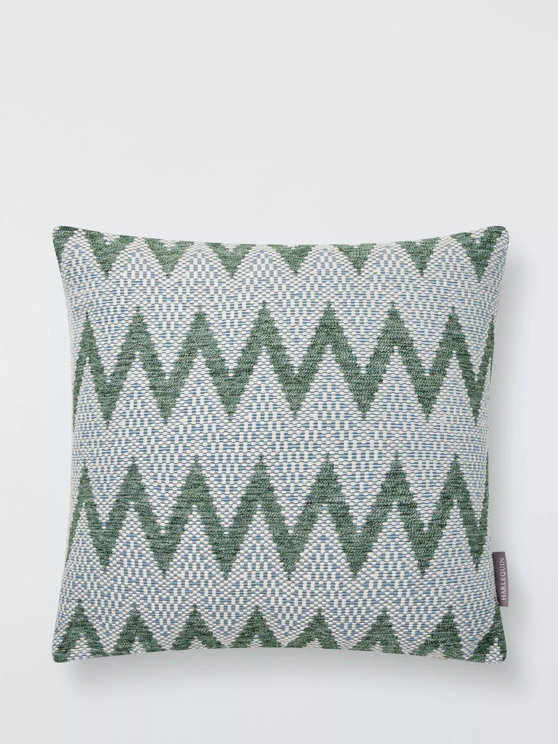 Harlequin Pine Green Zig-Zag cushion 43cm, imported from the UK