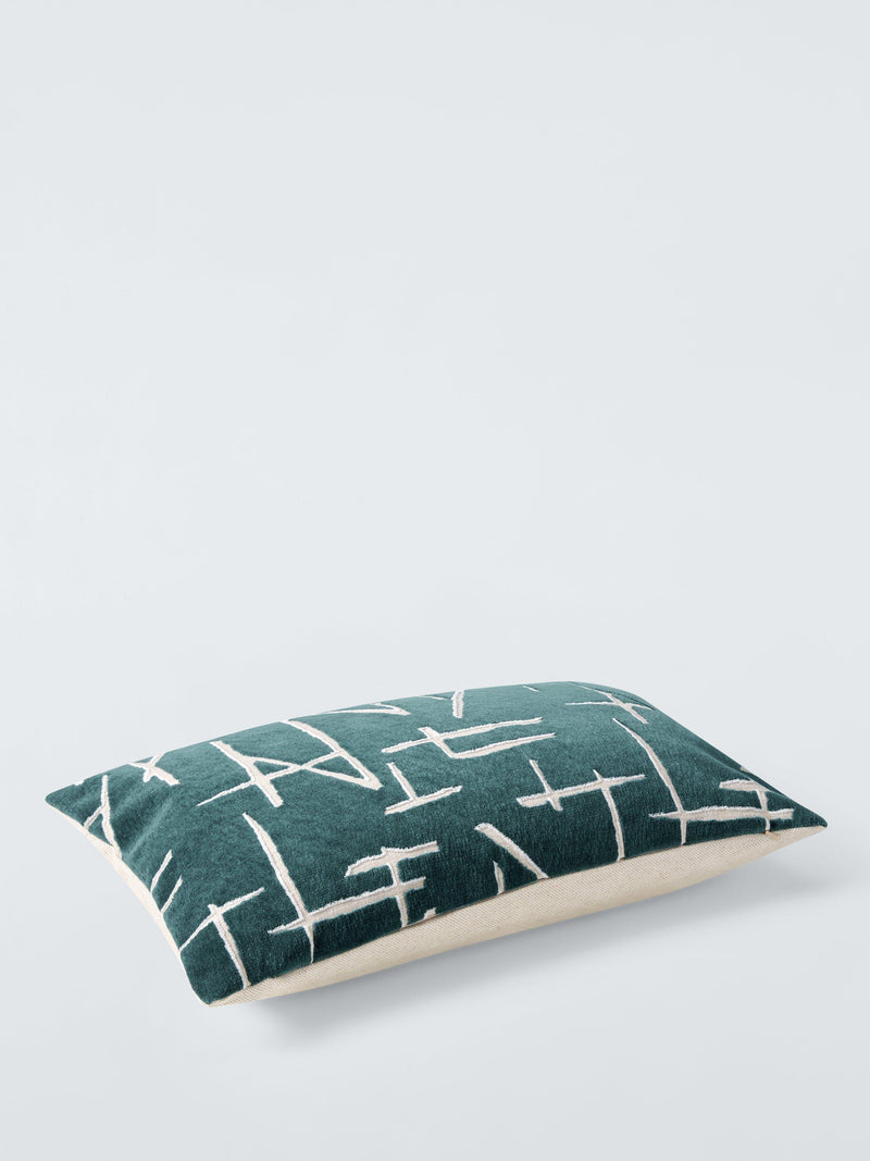 Harlequin navy velvet cushion with abstract design - British product