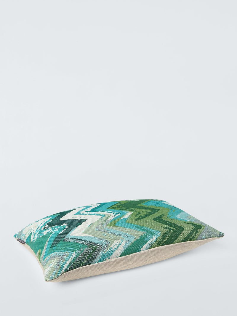 Harlequin Kilim cushion in Forest Emerald (British brand)