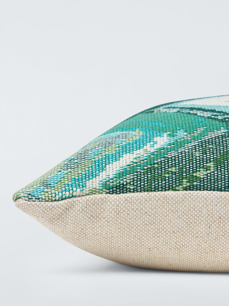 Harlequin Kilim cushion in Forest Emerald (British brand)