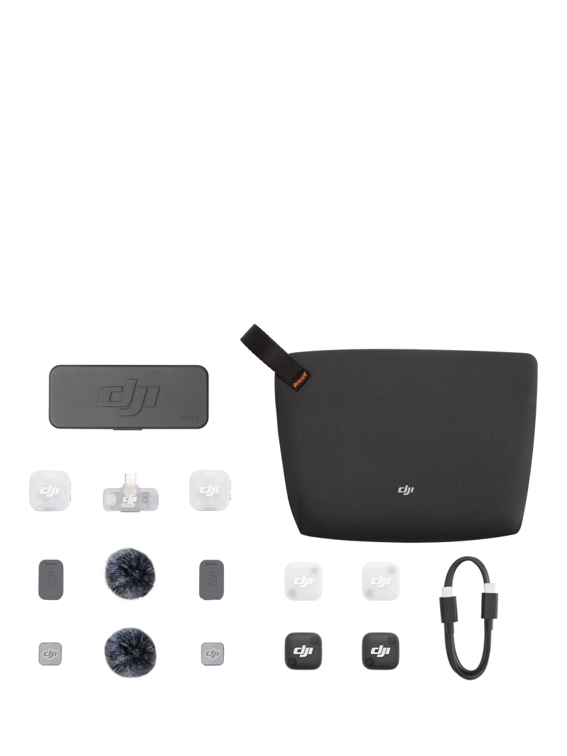DJI Mic Mini 2 wireless microphone with two transmitters and mobile receiver, imported from the UK