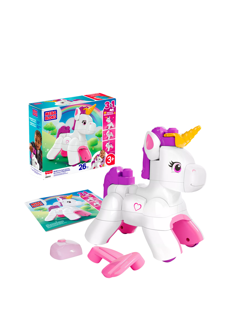 Mega Bloks Build & Enchant Unicorn 3-in-1 construction set 26 pieces (British brand)