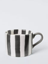 John Lewis John Lewis Hand Painted Stripe Stoneware Mug, Grey, 350ml- Buy online at McGrocer
