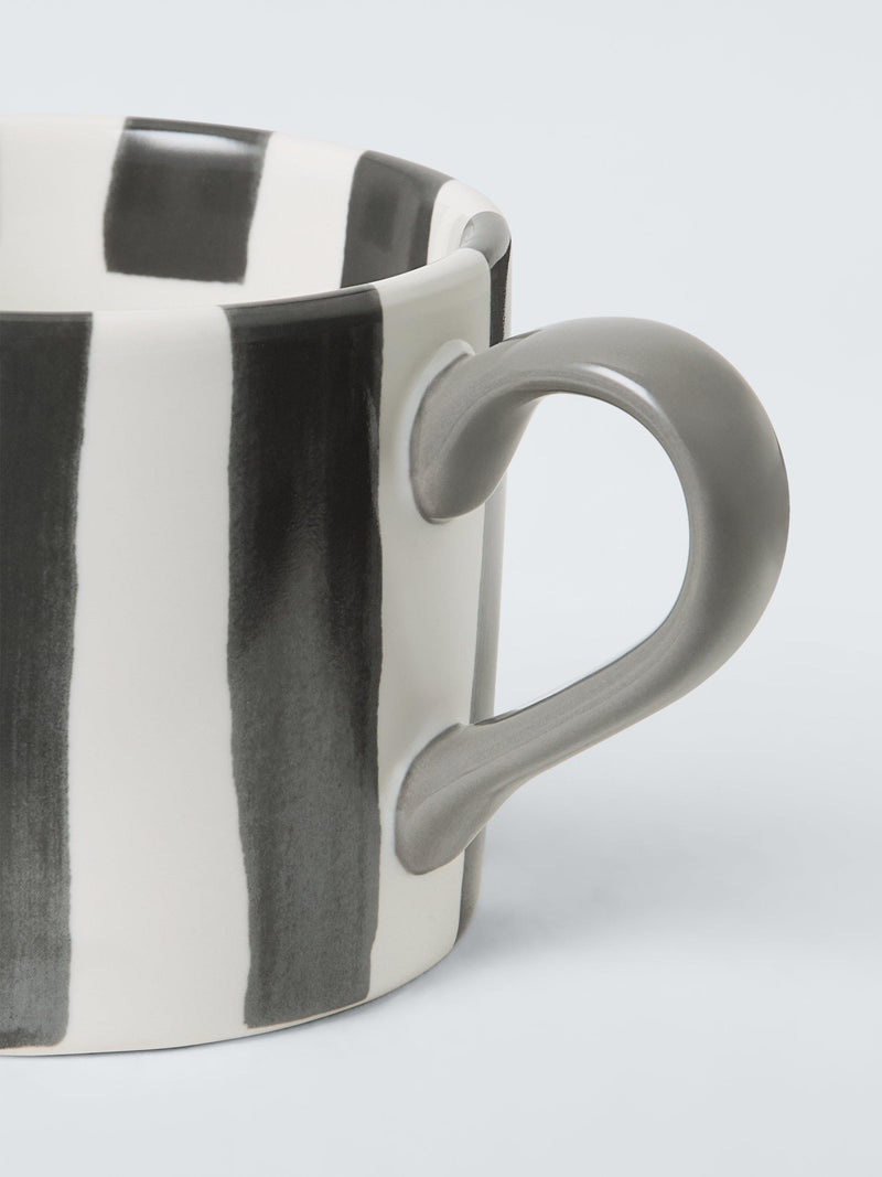 John Lewis hand painted stripe stoneware mug 350ml grey - British product