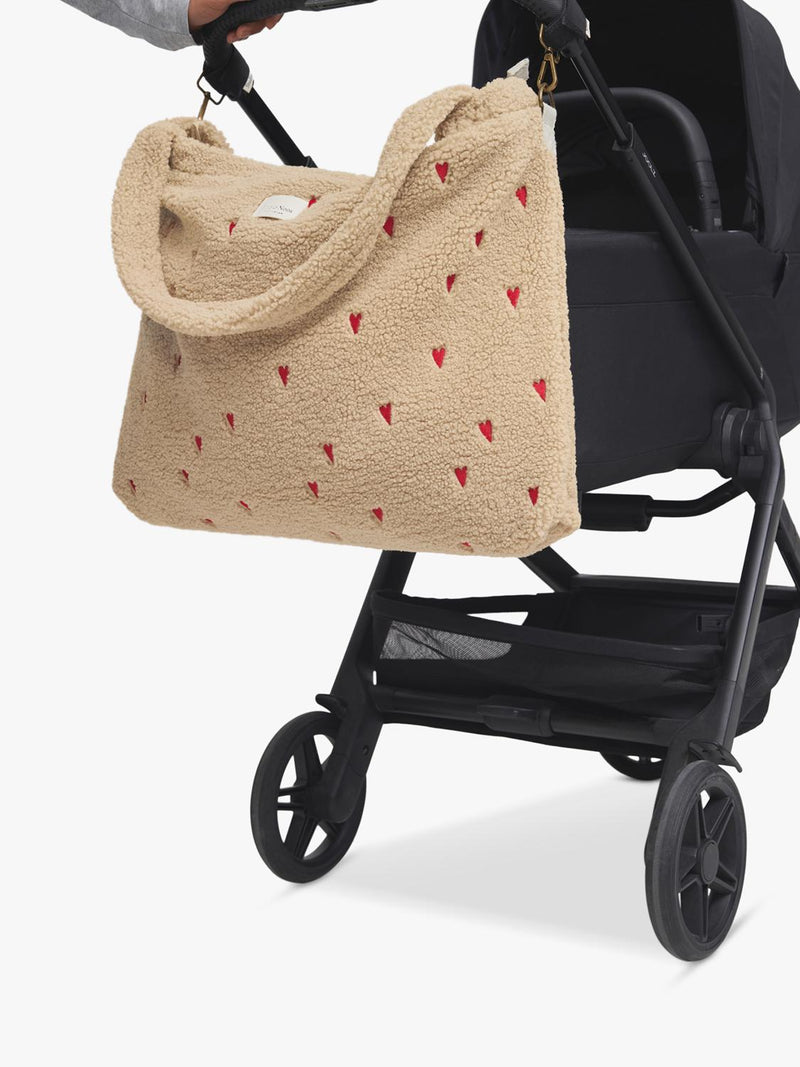 Studio Noos Hearts Boucle changing bag ecru, imported from the UK
