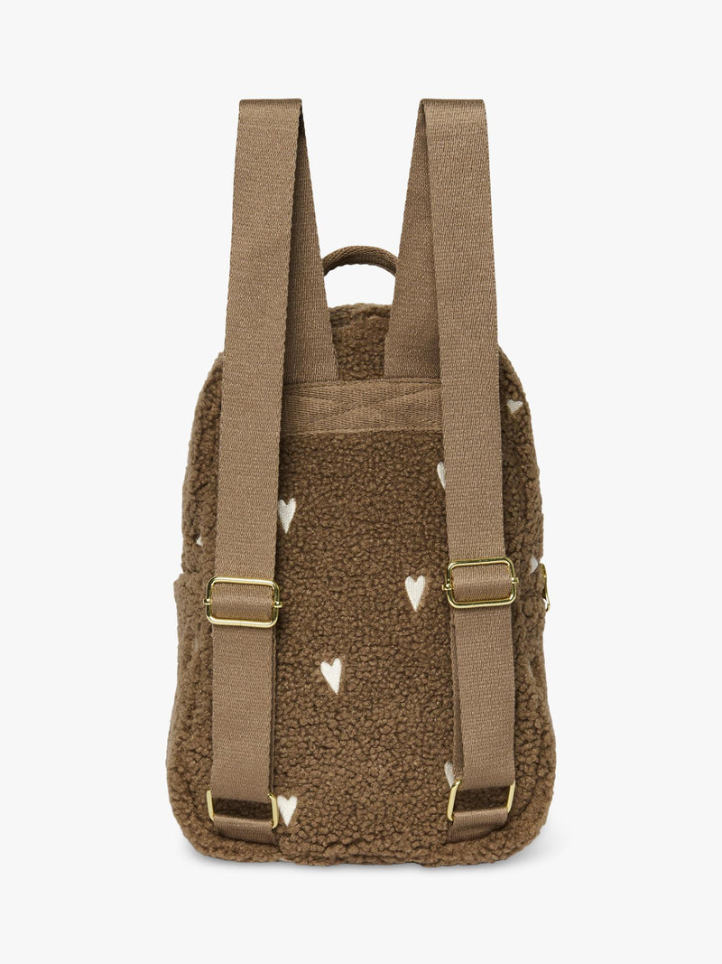 Studio Noos brown hearts boucle mini backpack, imported from the UK