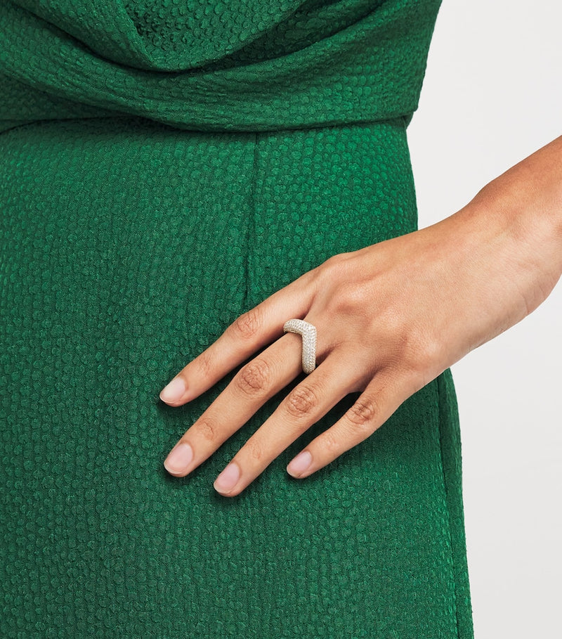 Engelbert yellow gold and diamond drop link ring - British product