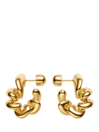 John Lewis Maria Black Medium Coil Hoop Earrings, Gold, 2.8cm- Buy online at McGrocer