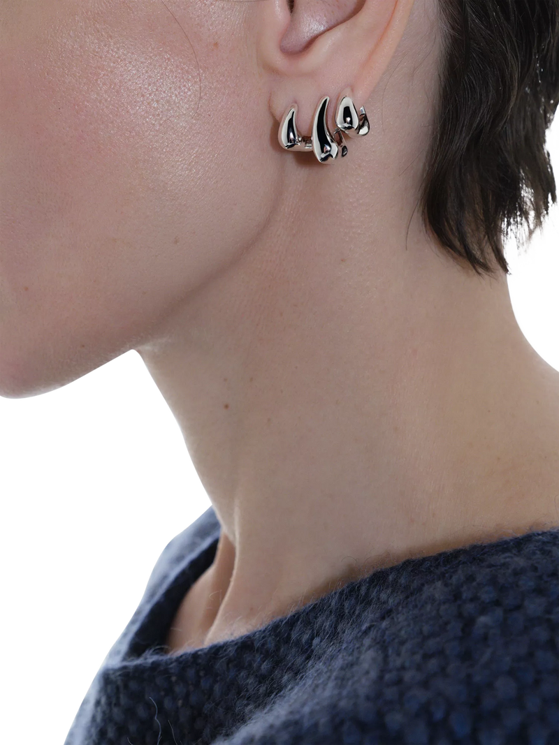 Maria Black recycled sterling silver huggie earrings 1.5cm, imported from the UK