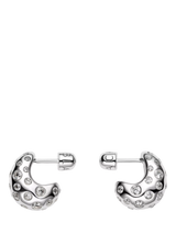John Lewis Maria Black Tryvann Ovate Popcorn Earrings Silver- Buy online at McGrocer