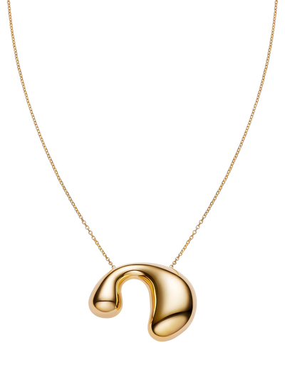 John Lewis Maria Black Biomorphic Pendant Necklace Gold Plated Recycled Sterling Silver 48cm- Buy online at McGrocer