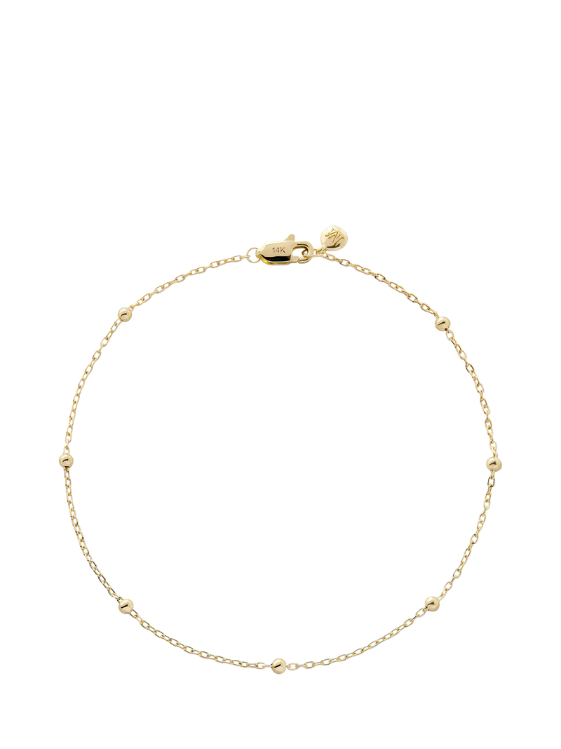 Monica Vinader gold beaded chain bracelet, imported from the UK