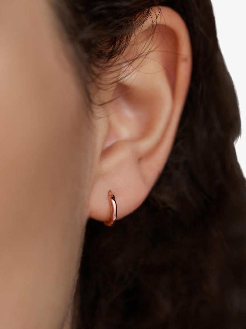 Monica Vinader mini hoop earrings rose gold vermeil, imported from the UK