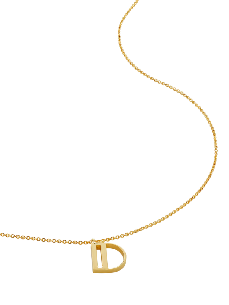 Monica Vinader Initial Chain Necklace, Gold, D