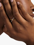 Monica Vinader Riva Diamond Ring gold vermeil size M, UK version
