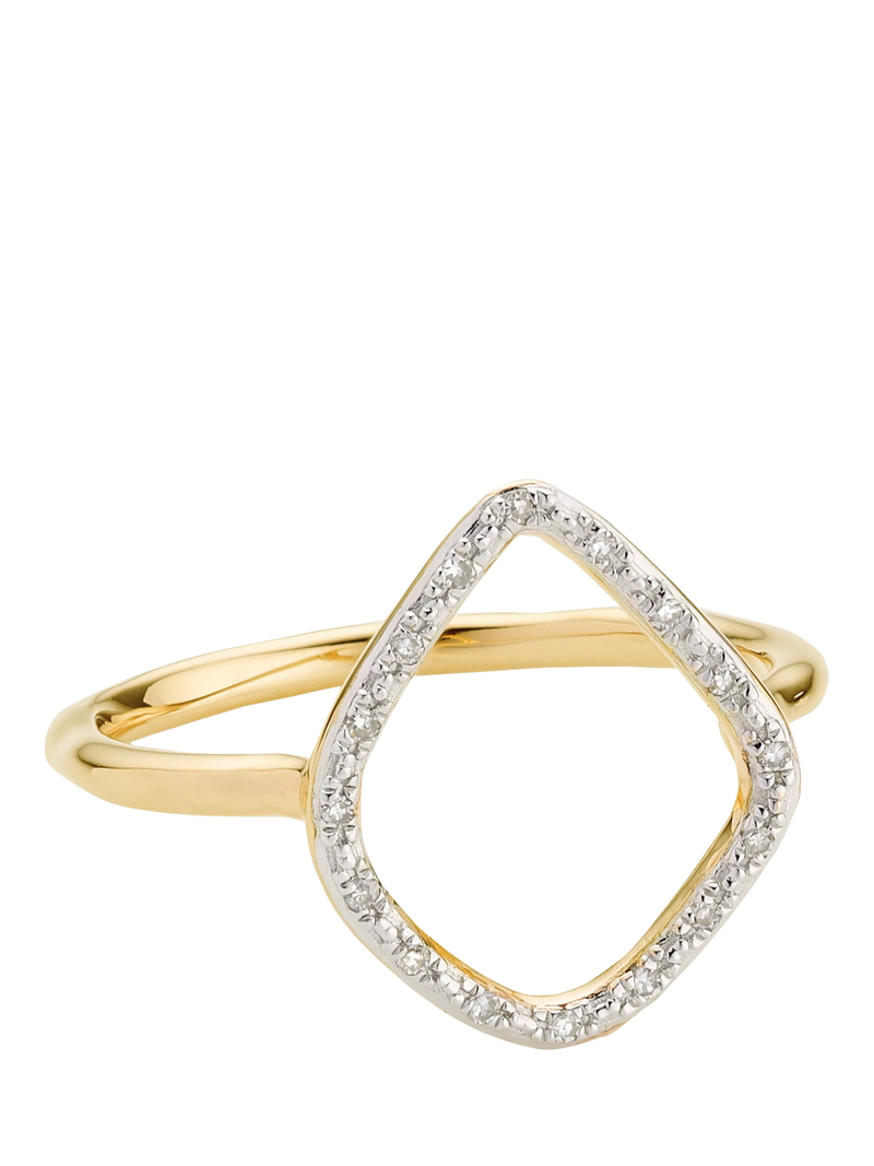Monica Vinader Riva diamond cross over ring gold UK N - British product