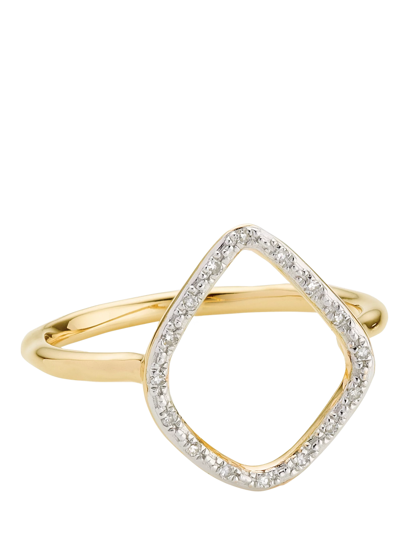 Monica Vinader Riva kite pavé diamond cross over ring size S - British product