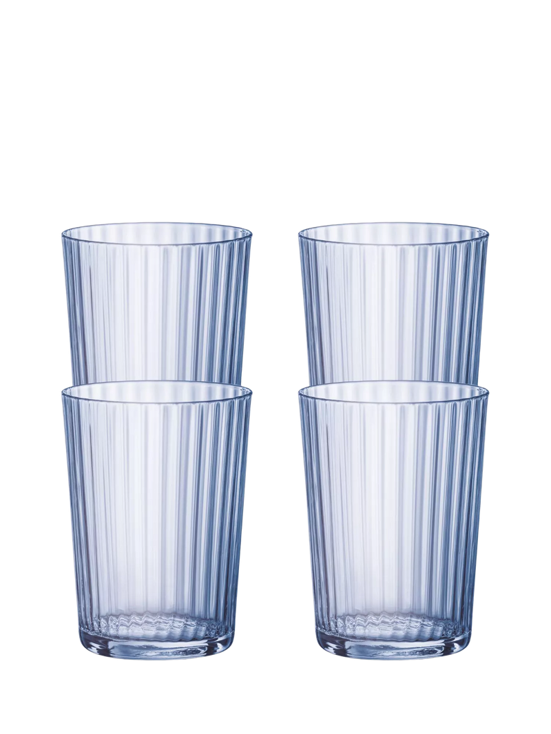 Bormioli Rocco blue fluted highball glasses 500ml pack of 4, UK version