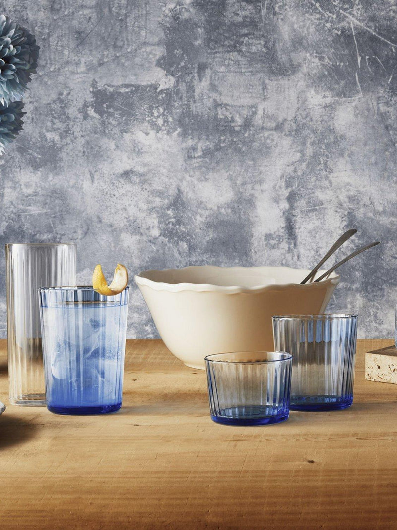 Bormioli Rocco blue fluted highball glasses 500ml pack of 4, UK version