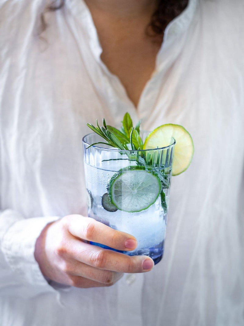 Bormioli Rocco blue fluted highball glasses 500ml pack of 4, UK version