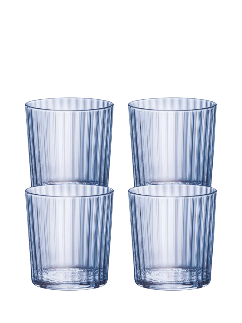 Bormioli Rocco fluted tumblers blue 355ml pack of 4 - British product