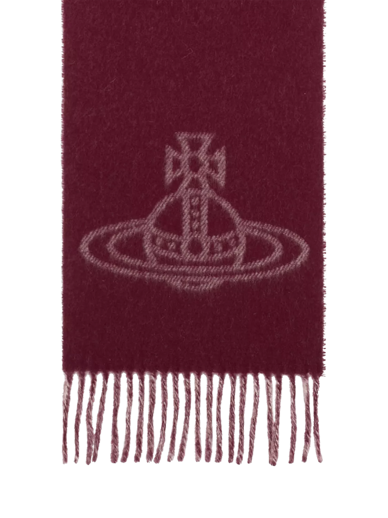 Vivienne Westwood Pure Wool Double Face Scarf, Bordeaux/Cream