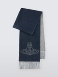 Vivienne Westwood Pure Wool Double Face Scarf, Navy/Mineral Grey