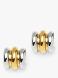 Missoma triple ridge stud earrings in silver and gold, imported from the UK